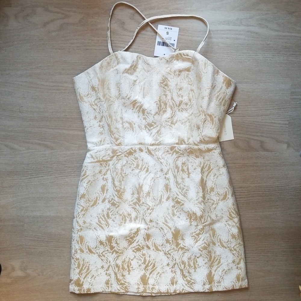 NWT Forever 21 Ivory and Gold Holiday Dress